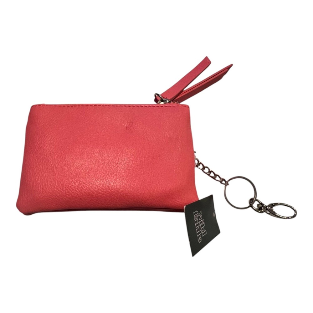 Wild Fable Double Zip Coin Pouch Keychain Women OS Coral Pink Brand New NWT